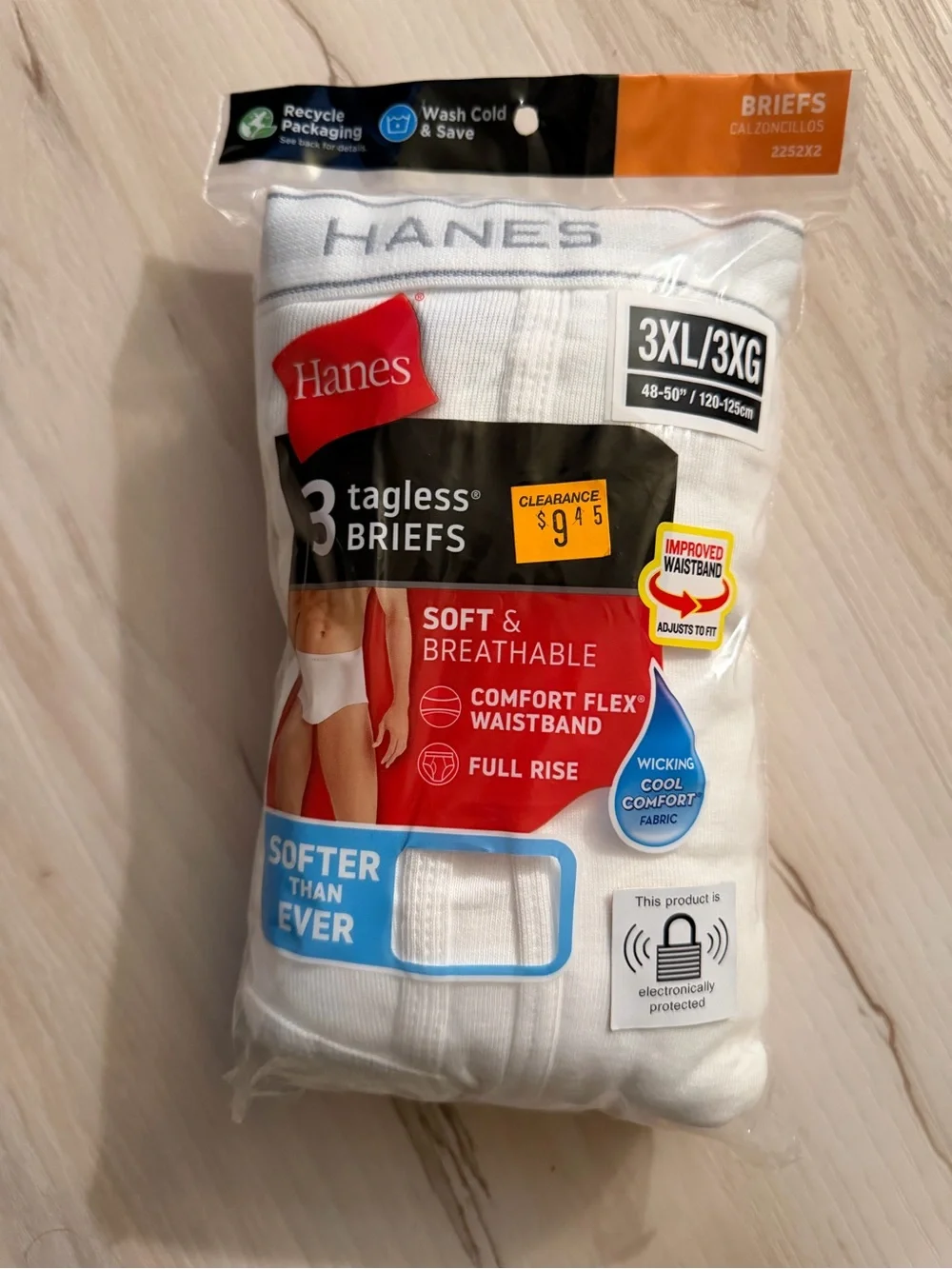 Hanes White Men's 3-Pack Tagless Briefs